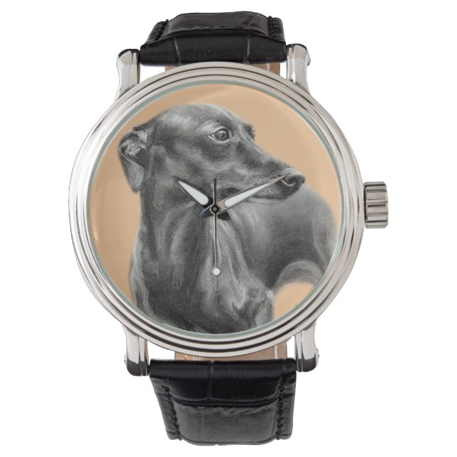 Hand painted Greyhound Acrylic Wall Clock Watch (Front)