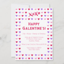 Hand Painted Hearts Galentines Day Invitation