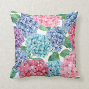 Hand painted Hydrangea Blooms floral Pillow