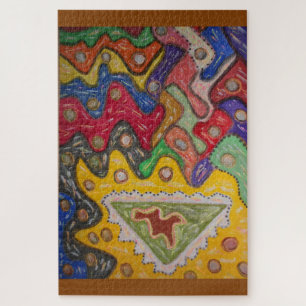 Hand painted impression African aboriginal type Jigsaw Puzzle