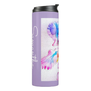Hand Painted Iris Irises Flower Floral Watercolor Thermal Tumbler