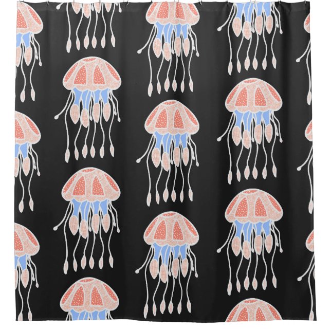 Hand-painted jellyfish, vibrant vintage pattern. (Front)