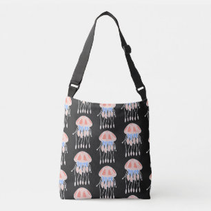 Hand-painted jellyfish, vibrant vintage pattern. crossbody bag