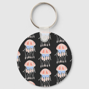 Hand-painted jellyfish, vibrant vintage pattern. keychain