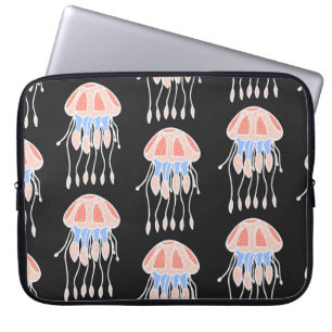 Hand-painted jellyfish, vibrant vintage pattern. laptop sleeve