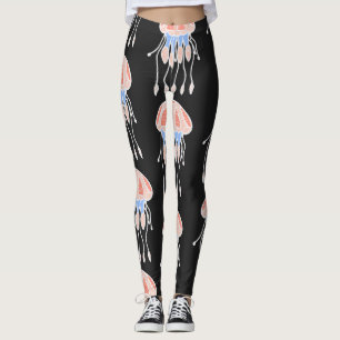 Hand-painted jellyfish, vibrant vintage pattern. leggings
