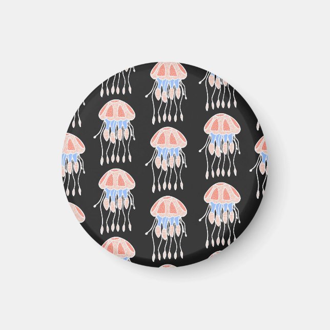 Hand-painted jellyfish, vibrant vintage pattern. magnet (Front)