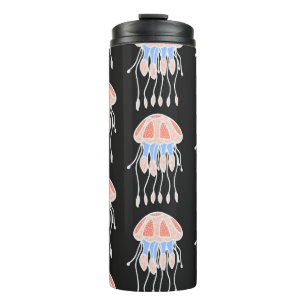 Hand-painted jellyfish, vibrant vintage pattern. thermal tumbler