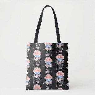 Hand-painted jellyfish, vibrant vintage pattern. tote bag