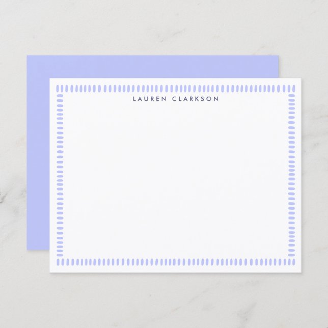 Hand Painted Lavender Stripe Border Note Card (Front/Back)