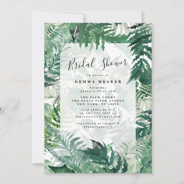 Hand Painted Leafy Fern Greenery Bridal Shower  (Front)