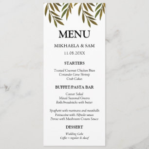 Hand painted leaves Menu Card