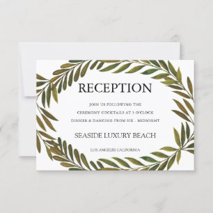 Hand painted leaves Reception Card