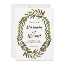 Hand painted Leaves Save the Date Invitation