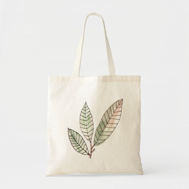 hand painted leaves tote bag (Front)