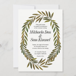 Hand painted Leaves Wedding Invitation