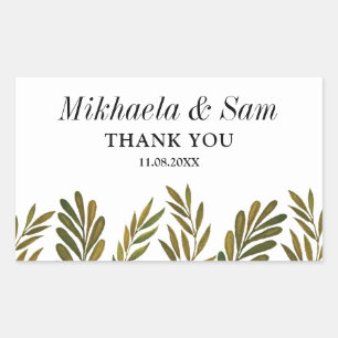 Hand painted leaves Wedding Sticker