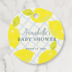 Hand Painted Lemon Blue Baby Shower Thank You Favour Tags