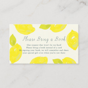 Hand-Painted Lemon Blue Please Bring a Book Enclosure Card