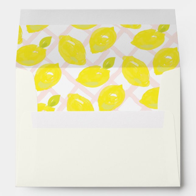 Hand Painted Lemon Citrus Wedding Envelope (Back (Bottom))