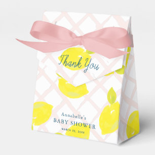 Hand Painted Lemon Pink Baby Shower Thank You Favor Box