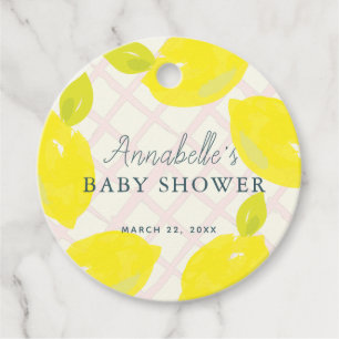 Hand Painted Lemon Pink Baby Shower Thank You Favour Tags