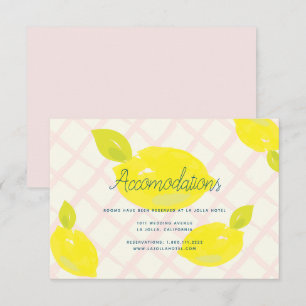 Hand Painted Lemon Wedding Accomodation Card