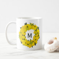 Hand Painted Lemon Wreath Monogram Mug