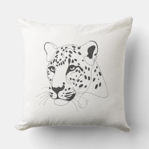 Hand Painted Leopard Minimalist Line Art Throw Pillow