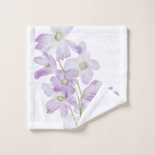 Hand Painted lilac Flower Print Wash Clothes Cloth