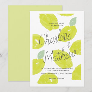 Hand Painted Lime Citrus Wedding Invitation