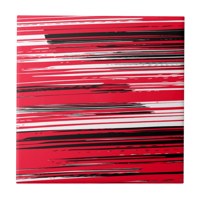 Hand painted lines - red tile (Front)