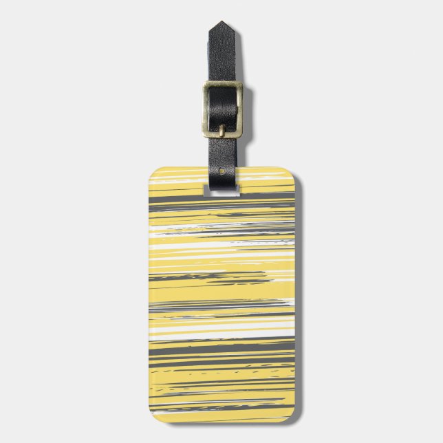 Hand painted lines - yellow luggage tag (Front Vertical)