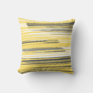 Hand painted lines - yellow throw pillow