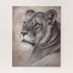 Hand Painted Lioness Wildlife Art Jigsaw Puzzle
