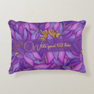 Hand-Painted Lotus Flower Accent Pillow