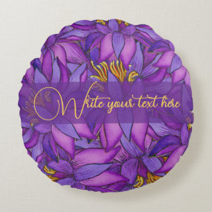 Hand-Painted Lotus Flower Round Pillow