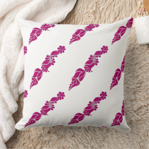 Hand Painted mehndi henna Floral botanical pink Throw Pillow