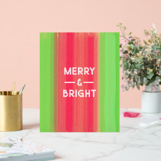 Hand Painted Merry and Bright Green and Red