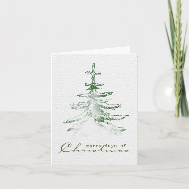 Hand painted Merry Christmas stamp Holiday Card (Front)