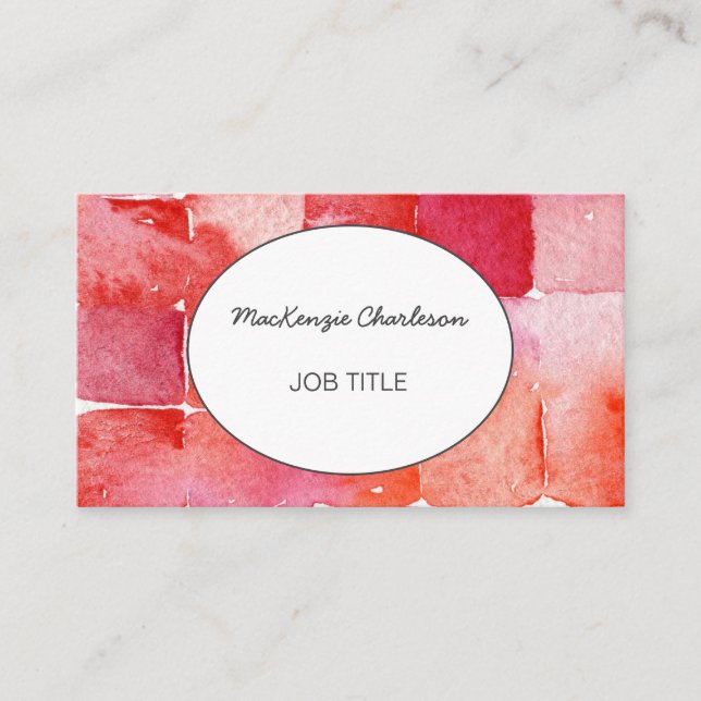 Hand Painted Modern Watercolor Abstract Geometric  Business Card (Front)