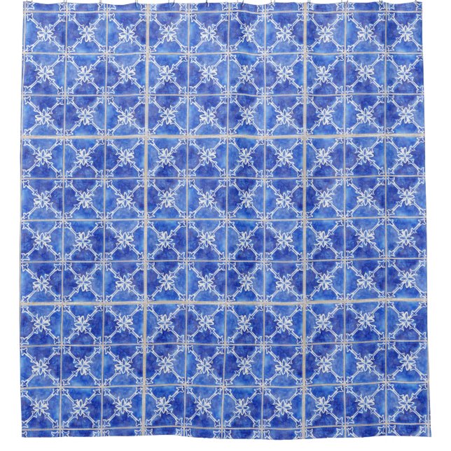 Hand Painted Moroccan Vintage Blue White Tile (Front)