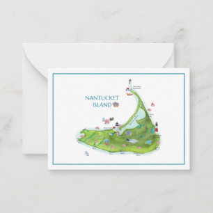 Hand Painted Nantucket Island Blank Flat Card