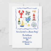 Hand Painted Nantucket Themed Dinner Party
