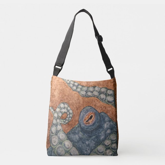 Hand painted Octopus Crossbody Bag (Front)