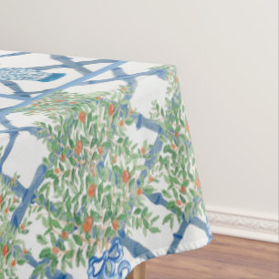 Hand Painted Orange Tree Topiary Ginger Jar Jars  Tablecloth