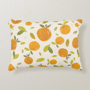 Hand painted oranges fruit seamless pattern design accent pillow
