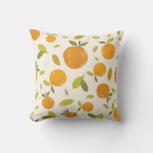 Hand painted oranges fruit seamless pattern design throw pillow
