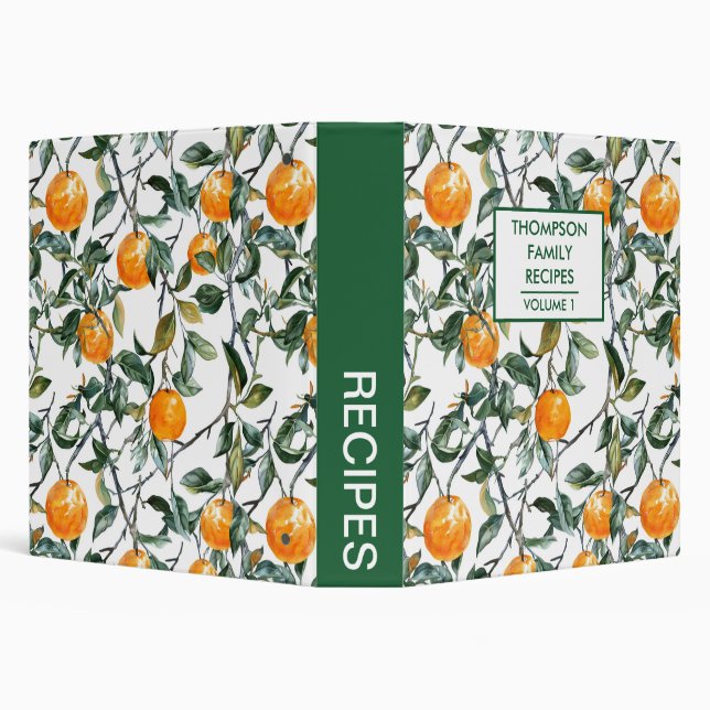 Hand painted oranges tree Personalized Recipe Binder (Background)