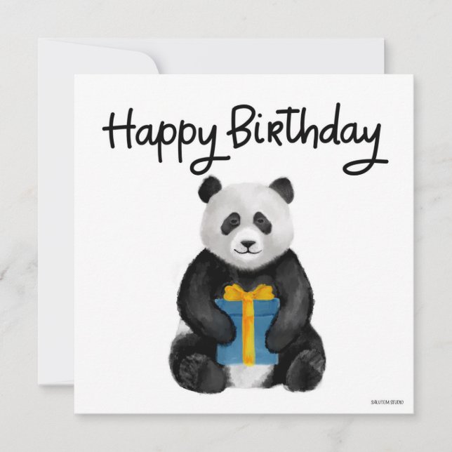 Hand-painted Panda Birthday Card (Front)